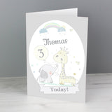 Personalised Hessian Giraffe & Elephant Card