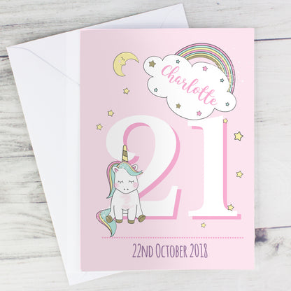 Personalised Baby Unicorn Birthday Age Card