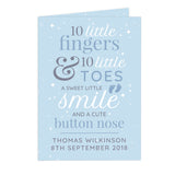 Personalised '10 Little Fingers' Blue Baby Card