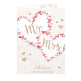 Personalised Mr & Mrs Confetti Hearts Wedding Card