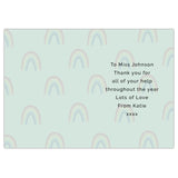 Personalised Rainbow Thank You Card