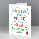 Personalised Thank You Teacher Card