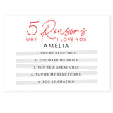 Personalised 5 Reasons Why Card