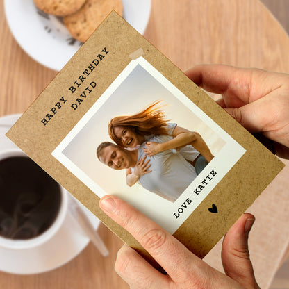 Personalised Rustic Polaroid Photo Upload Card