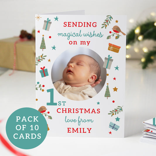 Personalised My 1st Christmas Photo Upload Pack of 10 Cards
