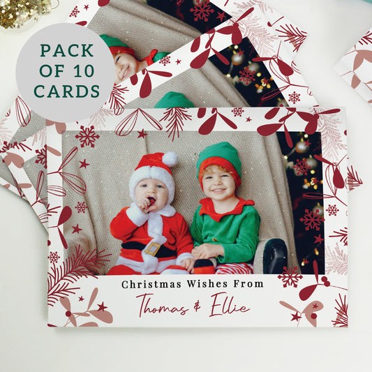 Personalised Photo Upload Pack of 10 Christmas Cards