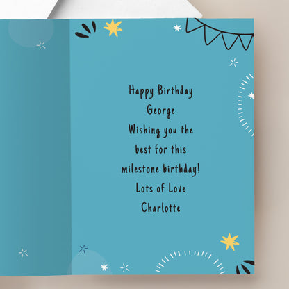 Personalised Photo Upload Blue Birthday Card