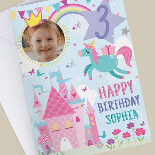 Personalised Photo Upload Princess Birthday Card