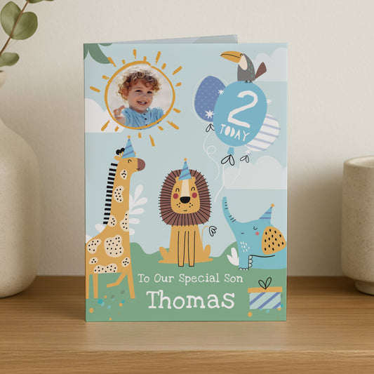 Personalised Photo Upload Animals Birthday Card