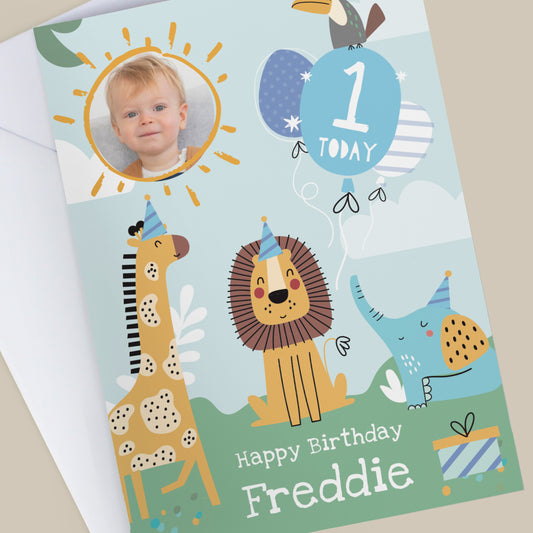 Personalised Photo Upload Animals Birthday Card