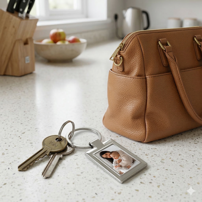 Personalised Photo Rectangle Metal Keyring