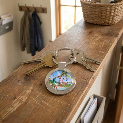 Personalised Photo Circle Metal Keyring
