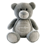 Personalised Wreath Ashes Keepsake Memory Bear - Grey