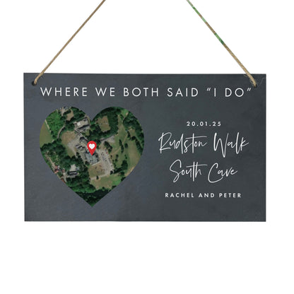 Personalised Heart Map Location Slate Hanging Plaque 25 x 15cm