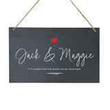 Personalised Couples Names Slate Hanging Sign 25 x 15cm