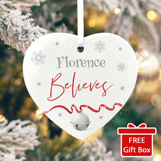 "Believes" Ceramic Heart Hanging Decoration + Gift Box
