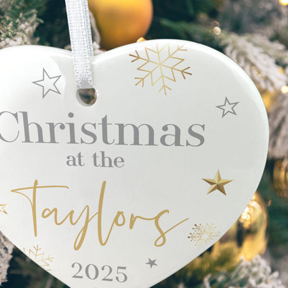 Family Christmas Ceramic Heart Hanging Decoration + Gift Box