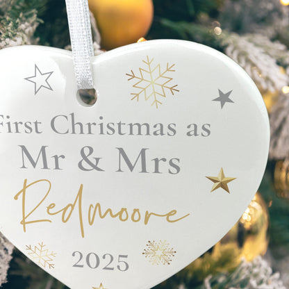 First Christmas As Ceramic Heart Hanging Decoration + Gift Box