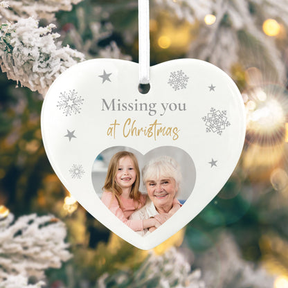 Memorial Photo Ceramic Heart Hanging Decoration + Gift Box
