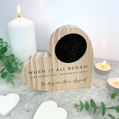Personalised Star Constellation Wooden Freestanding Heart