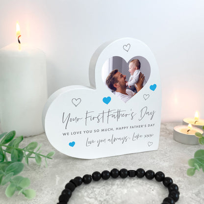 Personalised First Father's Day White Freestanding Heart