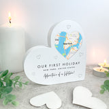 Personalised Heart Map Location White Freestanding Heart