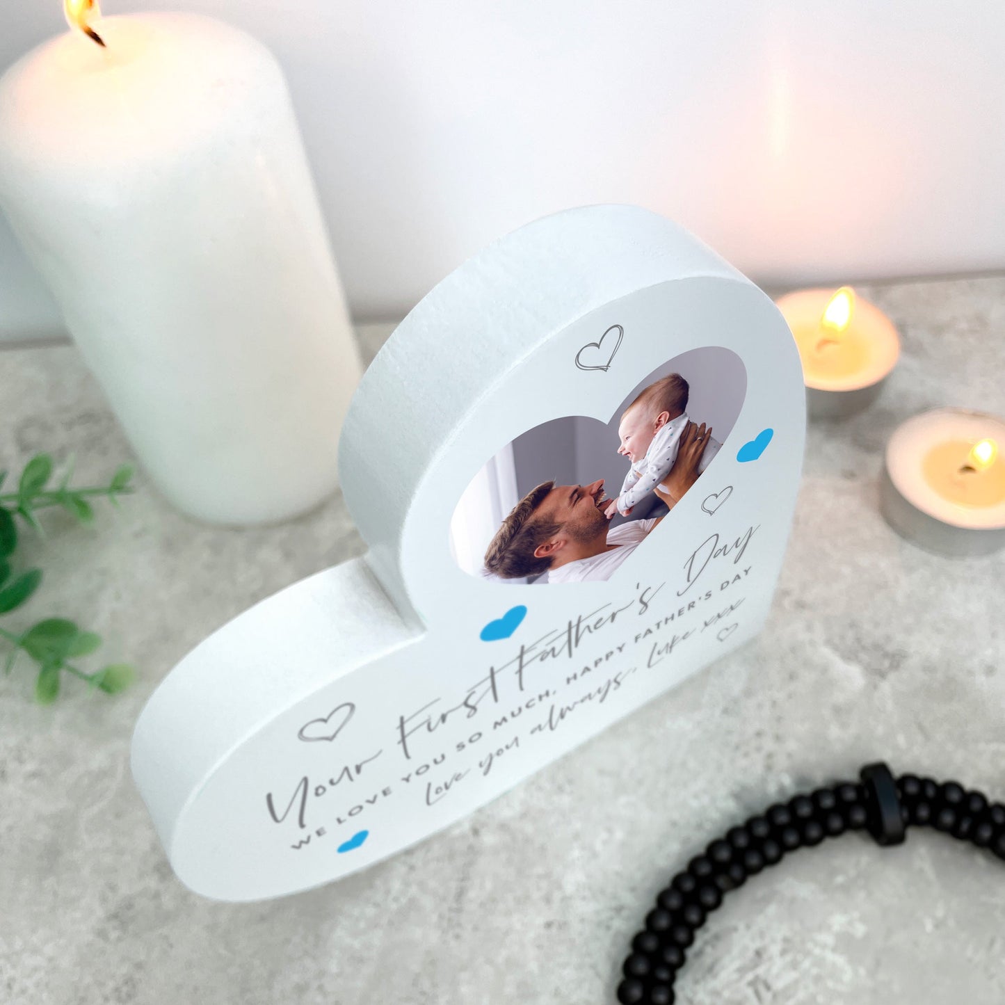 Personalised First Father's Day White Freestanding Heart