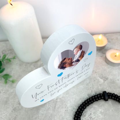 Personalised First Father's Day White Freestanding Heart