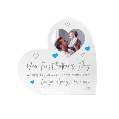 Personalised First Father's Day White Freestanding Heart