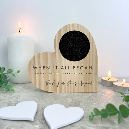 Personalised Star Constellation Wooden Freestanding Heart