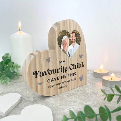 Personalised My Favourite Child Gave Me This Wooden Freestanding Heart