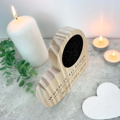 Personalised Star Constellation Wooden Freestanding Heart