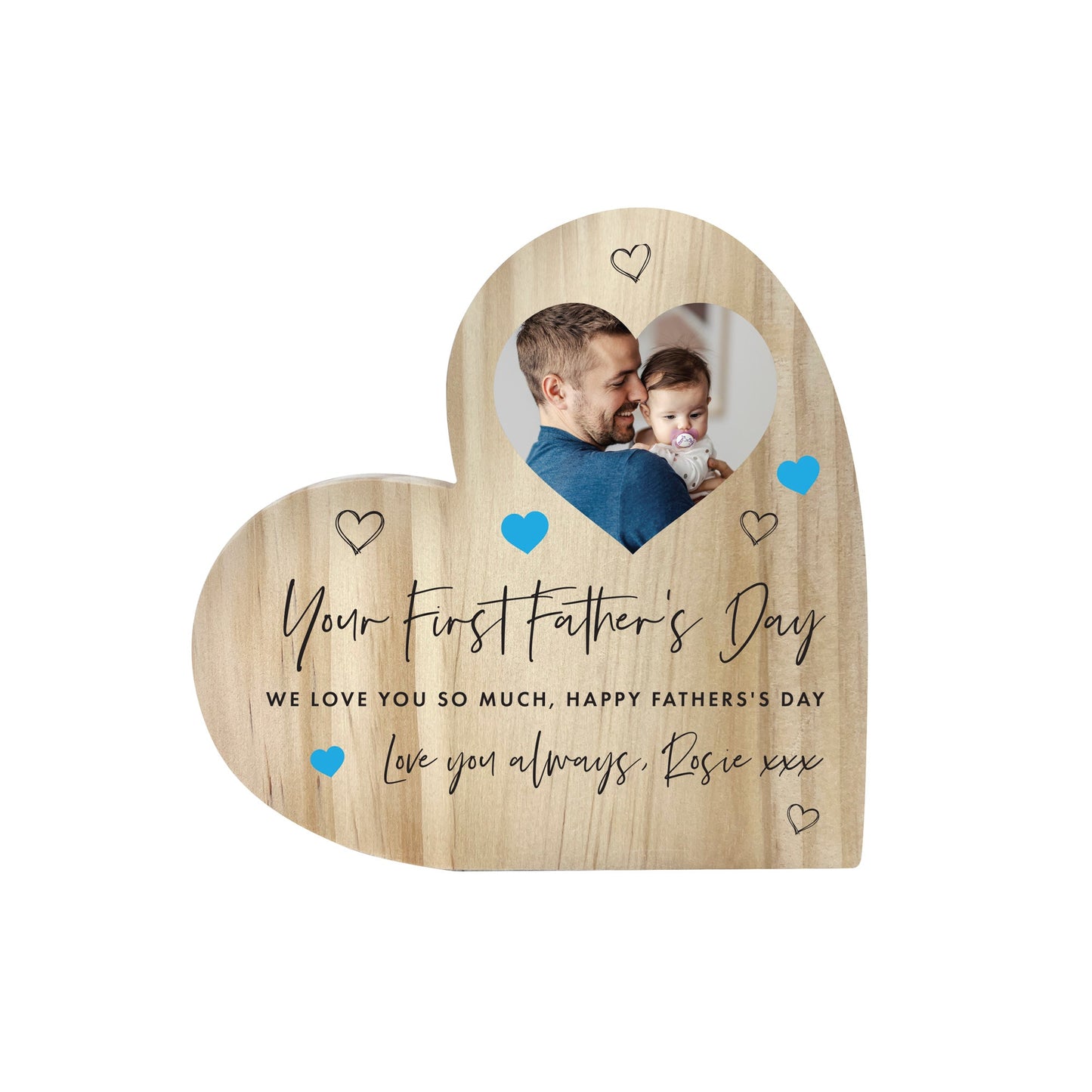 Personalised First Father's Day Wooden Freestanding Heart