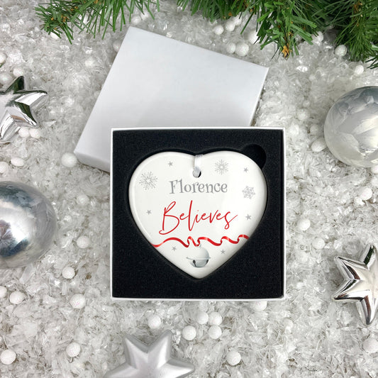 "Believes" Ceramic Heart Hanging Decoration + Gift Box