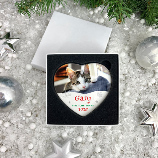 Pet Photo Ceramic Heart Hanging Decoration + Gift Box