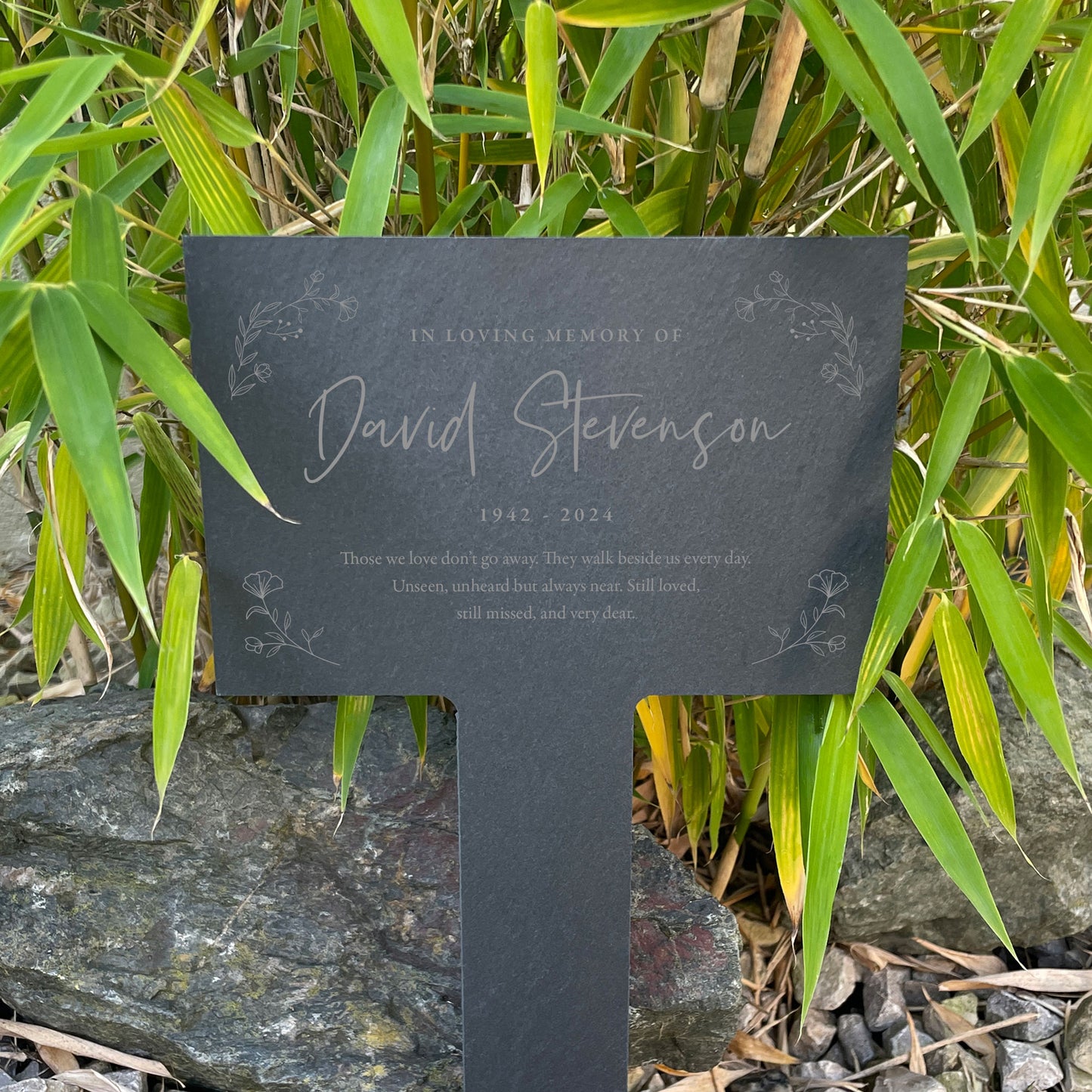 Personalised engraved Large Wreath Memorial Slate Plant Marker