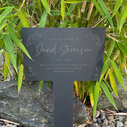 Personalised engraved Large Wreath Memorial Slate Plant Marker