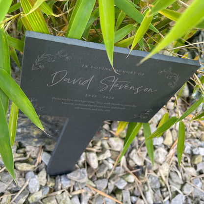 Personalised engraved Large Wreath Memorial Slate Plant Marker