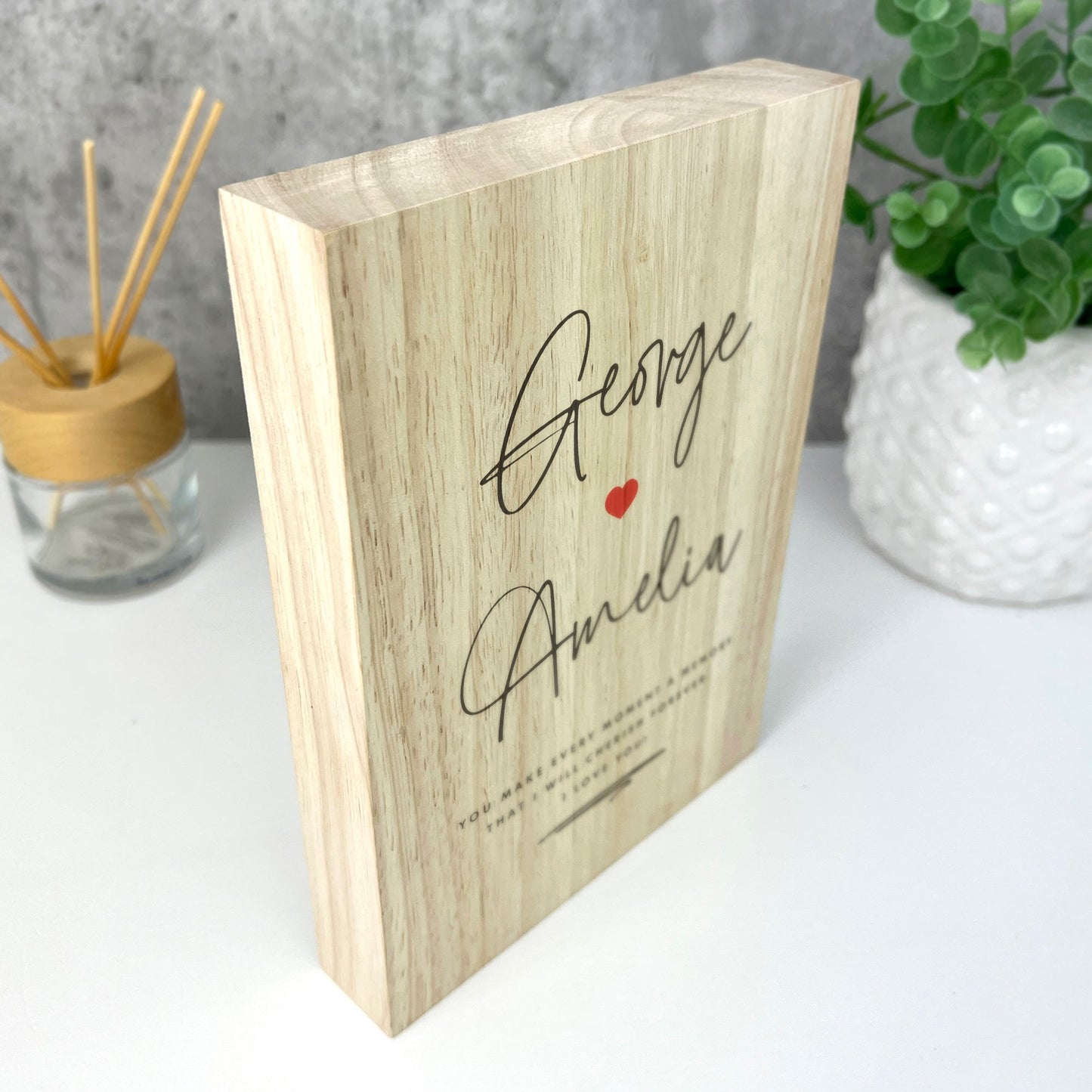 Personalised Couples Names Giant Wooden Block (21cm x 15cm)