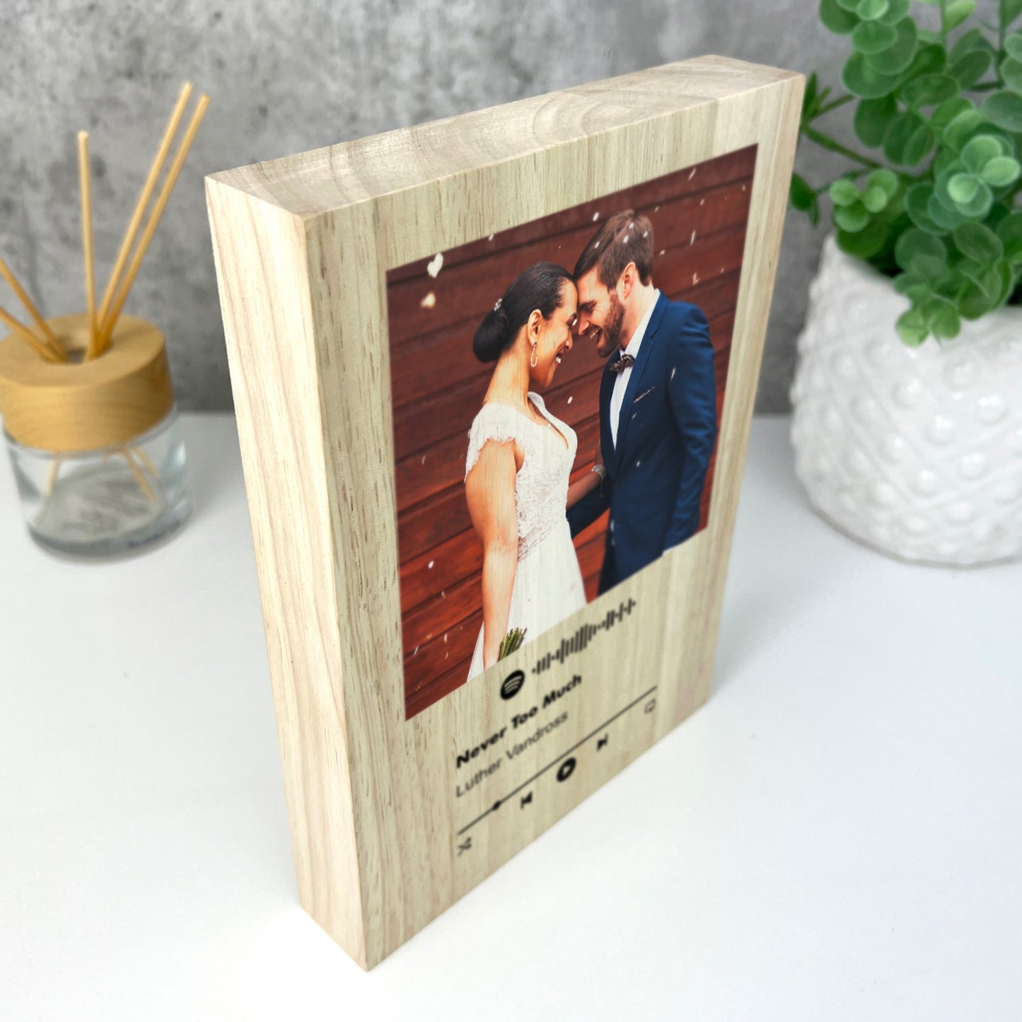 Personalised Freestanding Our Song Photo Giant Wooden Block (21cm x 15cm)