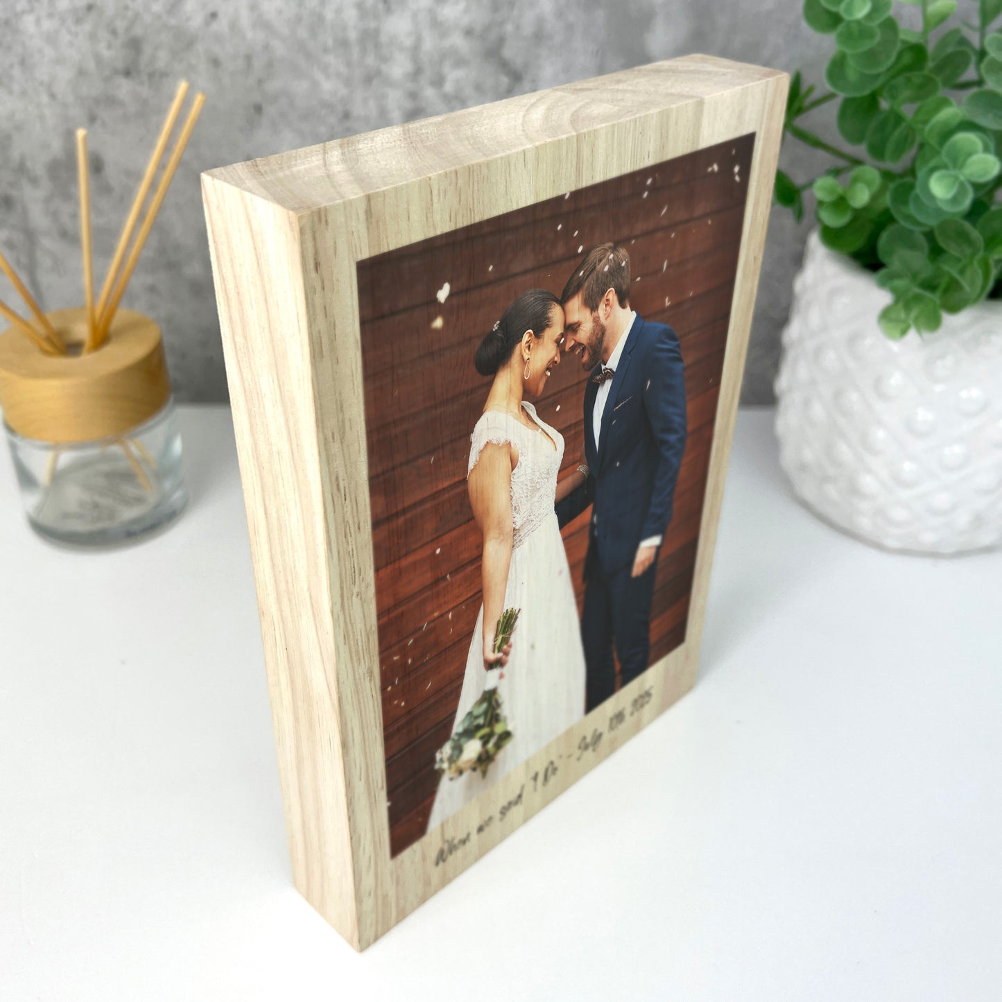 Personalised Freestanding One Photo Giant Wooden Block (21cm x 15cm) - Portrait