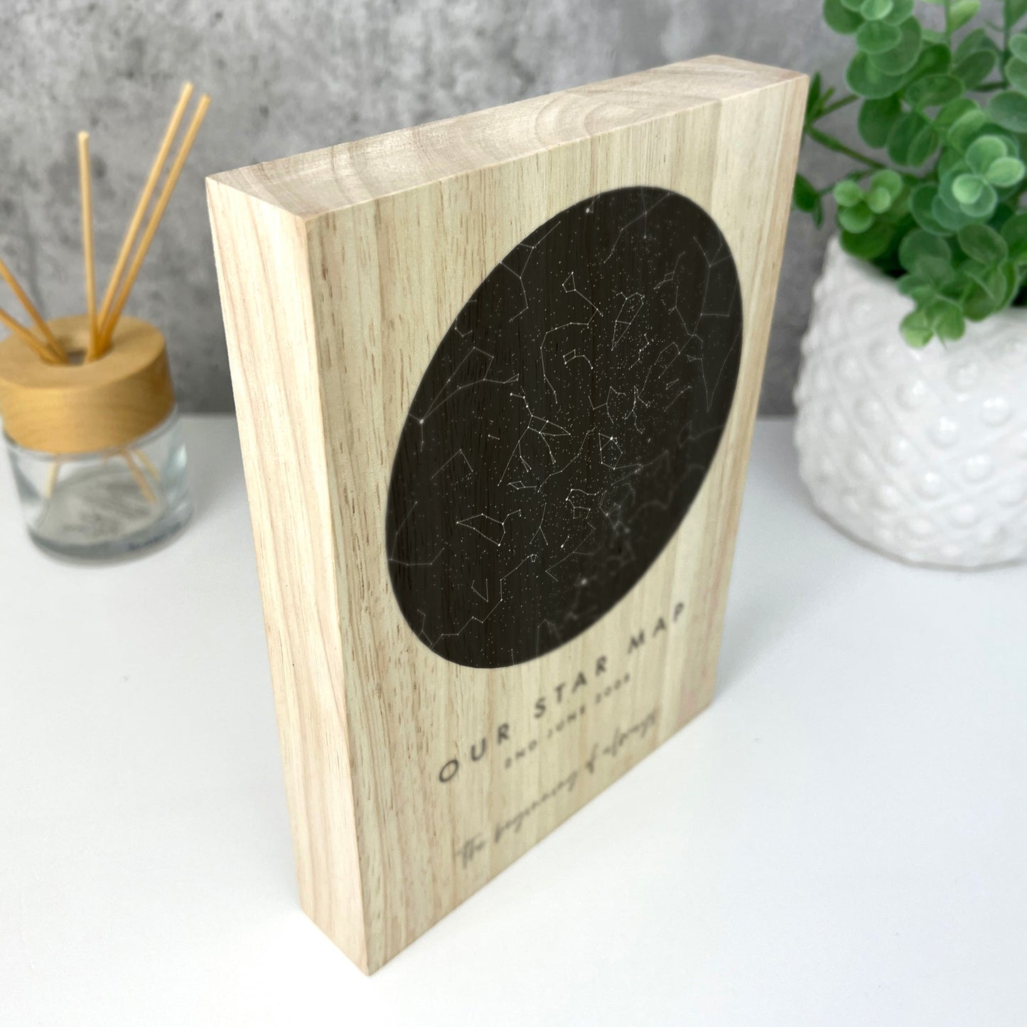 Personalised Freestanding Star Constellation Giant Wooden Block (21cm x 15cm)