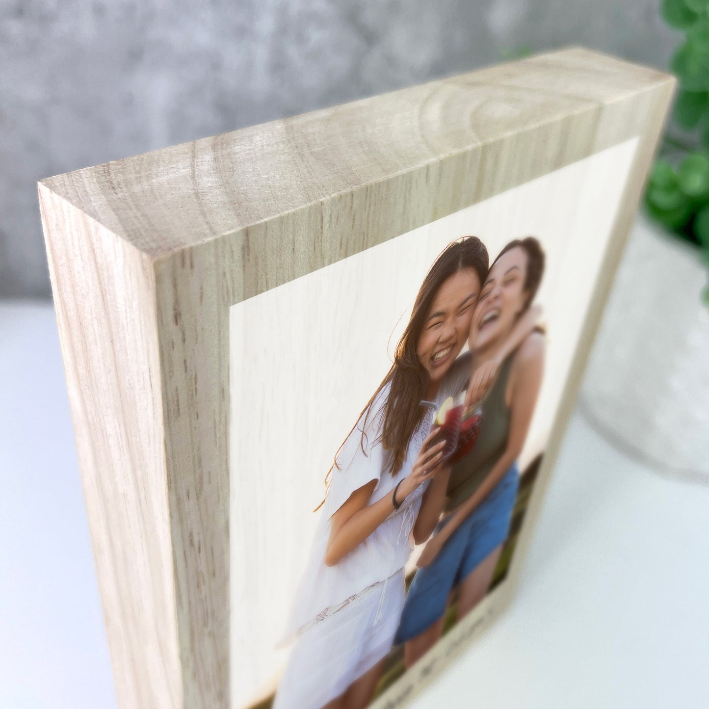 Personalised Freestanding One Photo Giant Wooden Block (21cm x 15cm) - Portrait