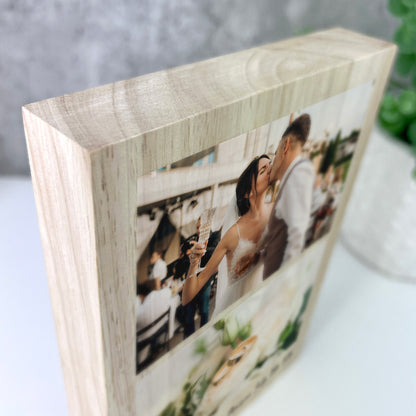 Personalised Freestanding Two Photos Giant Wooden Block (21cm x 15cm) - Portrait