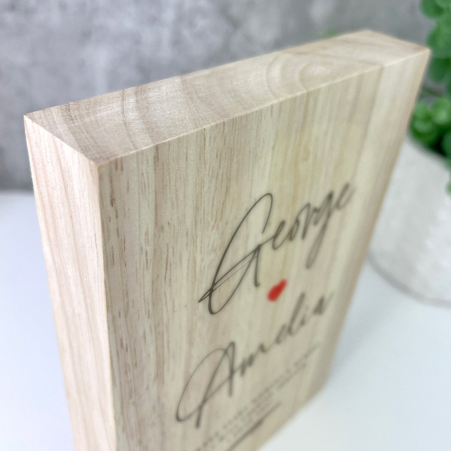 Personalised Couples Names Giant Wooden Block (21cm x 15cm)