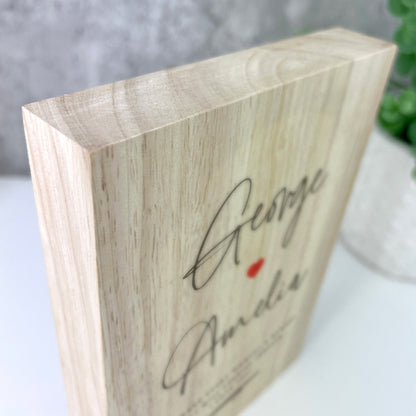 Personalised Couples Names Giant Wooden Block (21cm x 15cm)