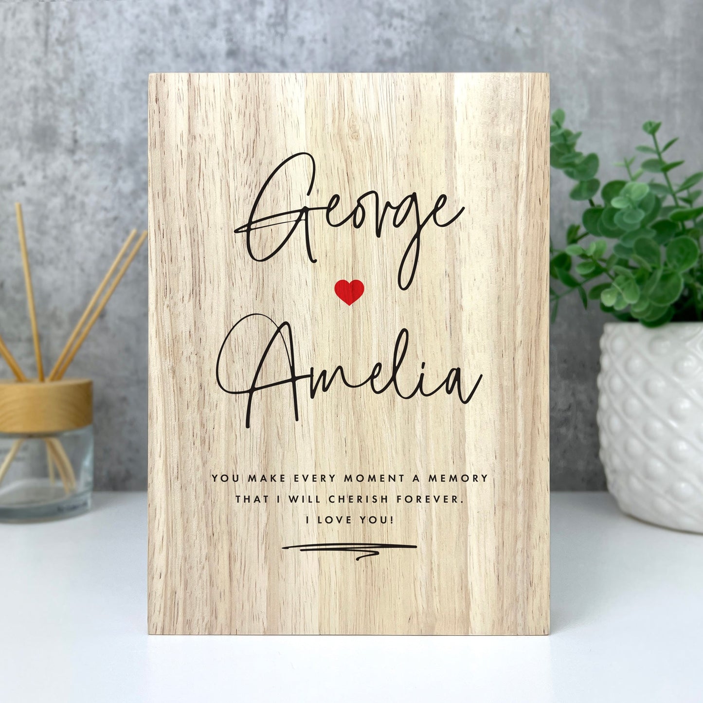 Personalised Couples Names Giant Wooden Block (21cm x 15cm)