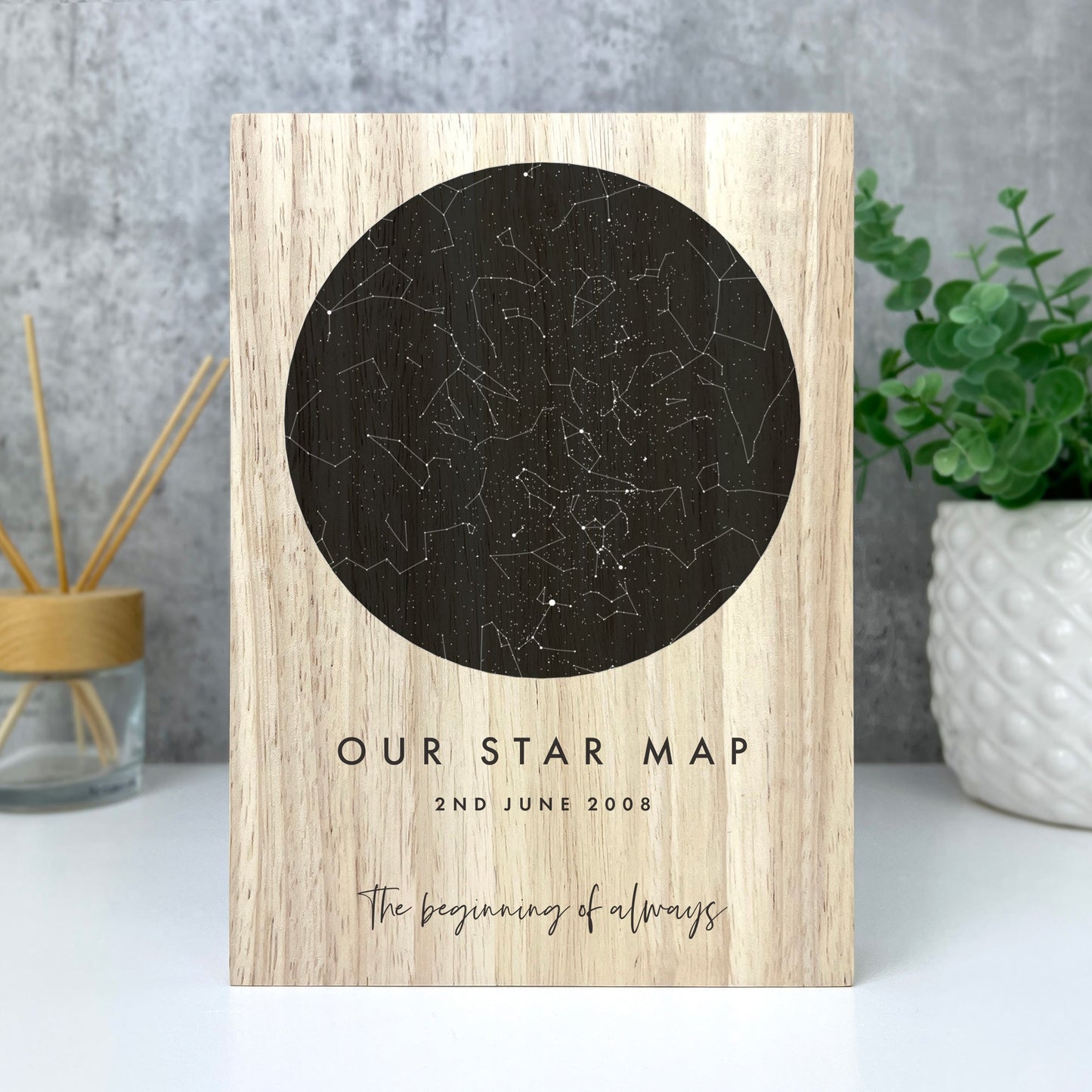Personalised Freestanding Star Constellation Giant Wooden Block (21cm x 15cm)