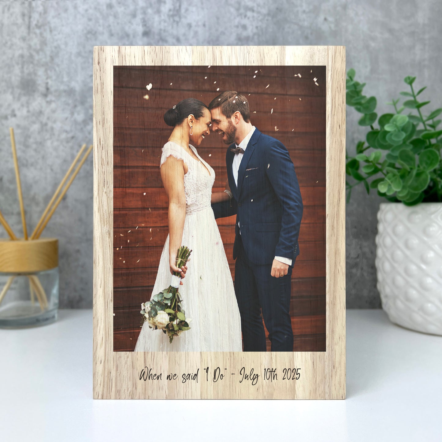 Personalised Freestanding One Photo Giant Wooden Block (21cm x 15cm) - Portrait
