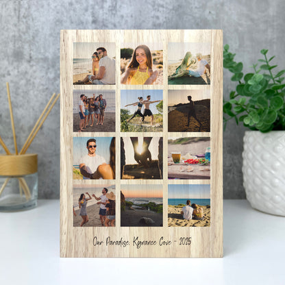 Personalised Freestanding Twelve Photo Grid Giant Wooden Block (21cm x 15cm) - Portrait